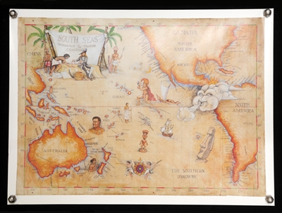 VINTAGE SOUTH SEAS MERCANTILE MAP POSTER