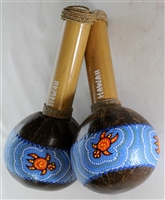 HAWAIIAN COCONUT MARACA SHAKER - TURTLE DESIGN - 2