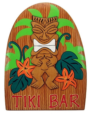 HAND PAINTED SURFBOARD STYLE TIKI BAR SIGN