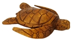 9" HAND CARVED WOOD SEA TURTLE - MEDIUM