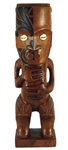 12" HAND CARVED WOOD MAORI TEKO TEKO TIKI STATUE