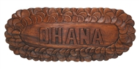 HAND CARVED SOLID WOOD PLUMERIA LEI OHANA SIGN