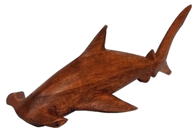 7-1/2" HAND CARVED WOOD HAMMERHEAD SHARK