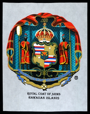 VINTAGE ROYAL COAT OF ARMS POLYESTER PRINT