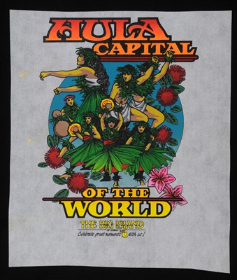 VINTAGE HULA CAPITAL OF THE WORLD POLYESTER PRINT