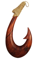 12" HAND CARVED WOOD MAKAU FISH HOOK