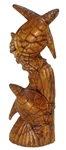 16" HAND CARVED WOOD DOUBLE HONU SEA TURTLE STATUE