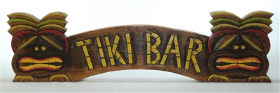 RUSTIC HAND PAINTED CURVED WOOD TIKI BAR SIGN