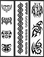 WOMEN'S MAORI MOKO CHIN & BODY TEMPORARY TATTOOS / SET OF 12