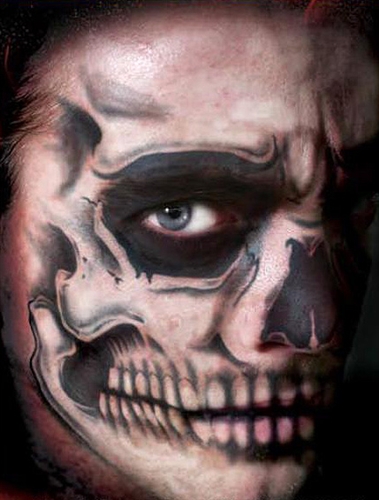 Dia De Los Muertos Candy Skull Face Tattoo