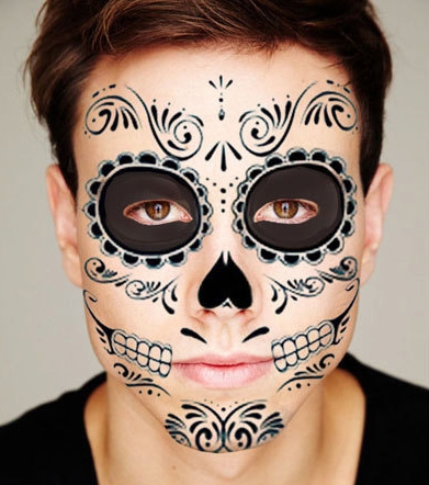 Mexican Day of the Dead Sugar Skull Face Temporary Tattoo Halloween Makeup  Tattoo Stickers for Halloween Masquerade PartyParty DIY Decorations   AliExpress
