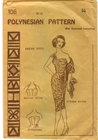 VINTAGE SARONG DRESS PATTERN - SIZE 14 - Polynesian 108