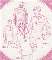 VINTAGE UNCUT MEN'S FRONT ZIP HAWAIIAN SHIRT PATTERN - ALL SIZES - Pacifica 8001