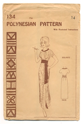 VINTAGE LONG DRESS PATTERN - SIZE 14 - Polynesian 134