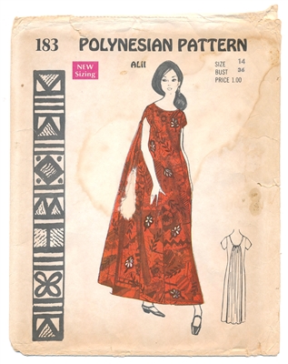 VINTAGE UNCUT WATERFALL BACK DRESS PATTERN - Size 14 - Polynesian 183