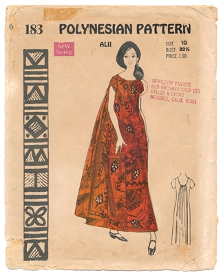 VINTAGE UNCUT WATERFALL BACK DRESS PATTERN - Size 10 - Polynesian 183