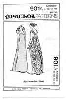 VINTAGE UNCUT PLEATED BACK DRESS PATTERN - Sizes 6, 10, 14, 18 - PAULOA 901A