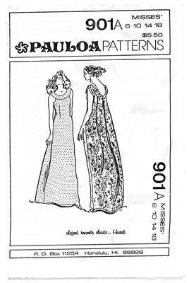 VINTAGE UNCUT PLEATED BACK DRESS PATTERN - Sizes 6, 10, 14, 18 - PAULOA 901A