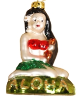 GLASS HULA GIRL ORNAMENT