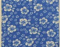 WHITE HIBISCUS & PLUMERIA ON LIGHT BLUE POLYESTER FLEECE FABRIC