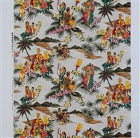 EUGENE SAVAGE STYLE COTTON FABRIC - BEIGE BACKGROUND